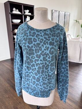 Pam & Gela Teal and Charcoal Leopard Crewneck sweatshirt